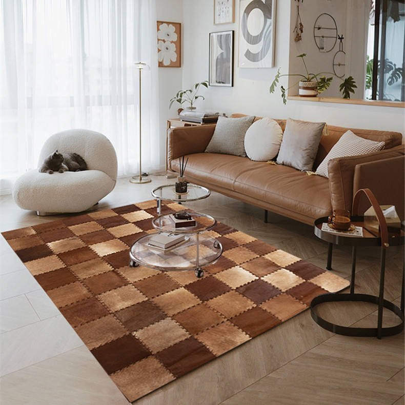 Luxury Custom Cowhide Patchwork Leather Rugs Living Room Carpets and Rugs for Home Living Room
